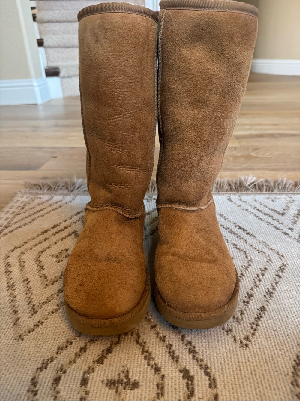 Classic Chestnut Suede Women's Tall Winter Boots, Size 7